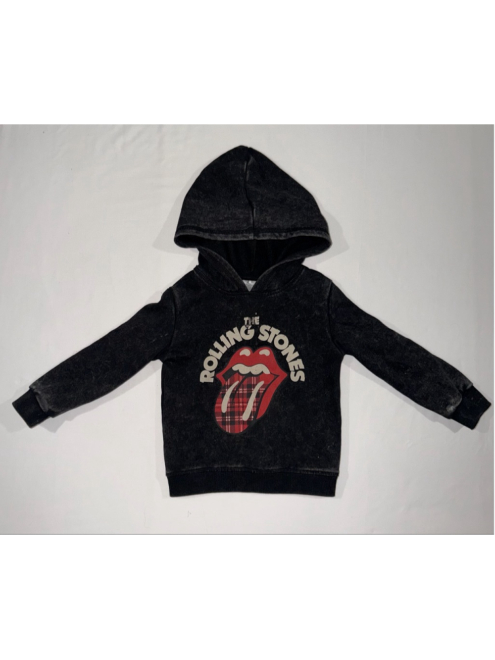 Rolling Stones Kids 3T Hoodie Black Band Graphic Plaid Tongue Black Toddler